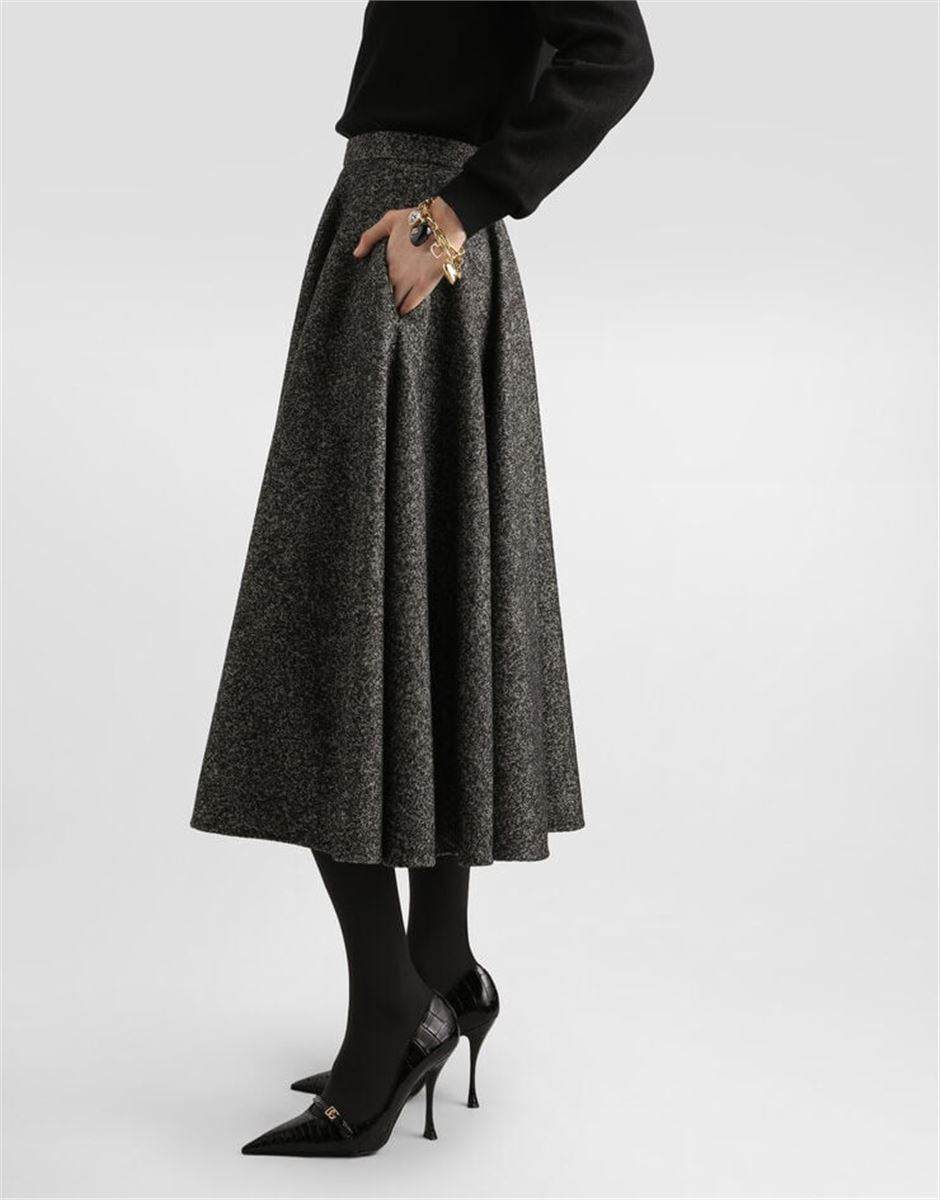 WOOL BLEND DOTTED CIRCLE SKIRT-DOLCE & GABBANA-Verso