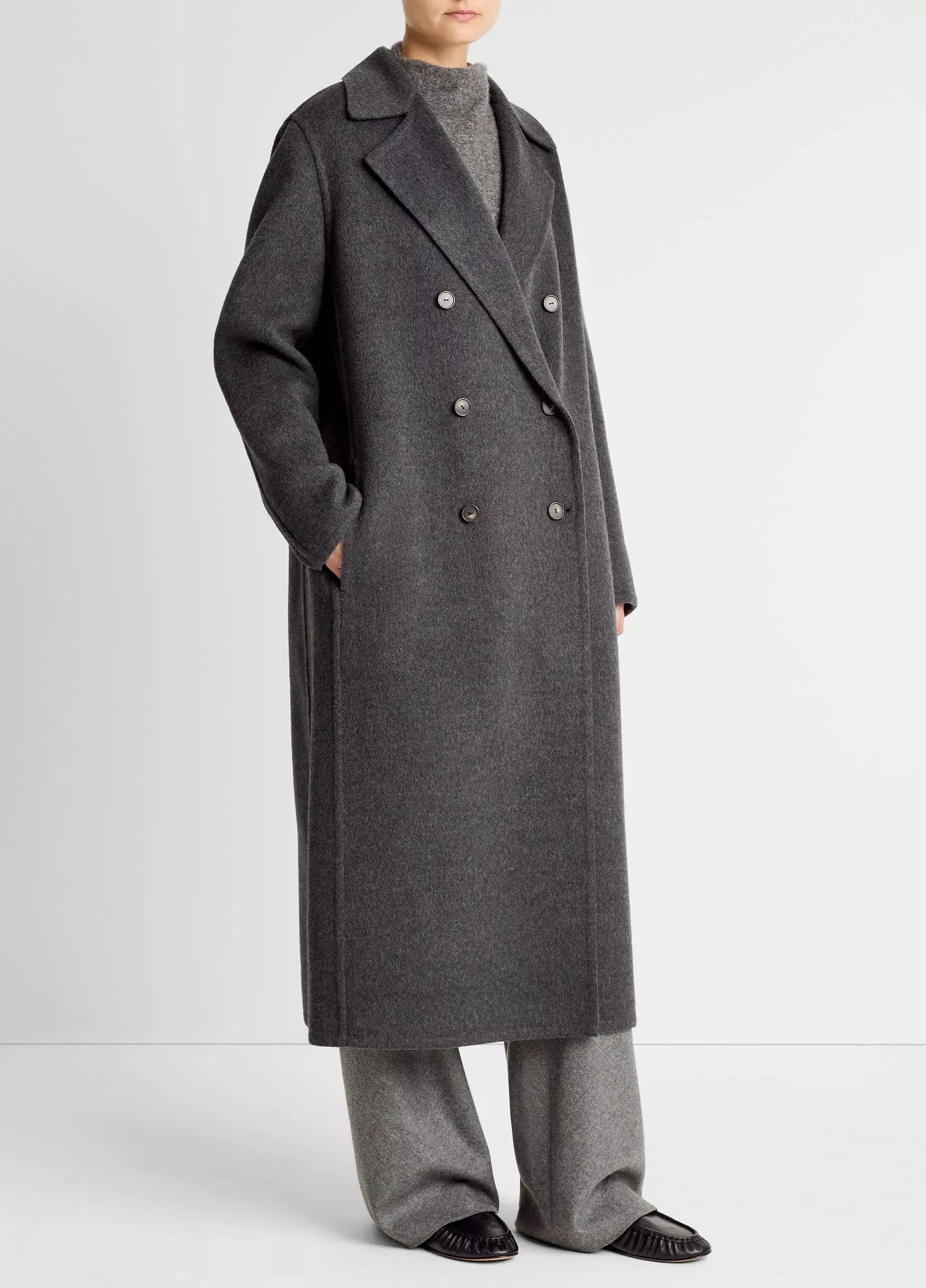 Wool-blend double-breasted long coat-VINCE-Verso