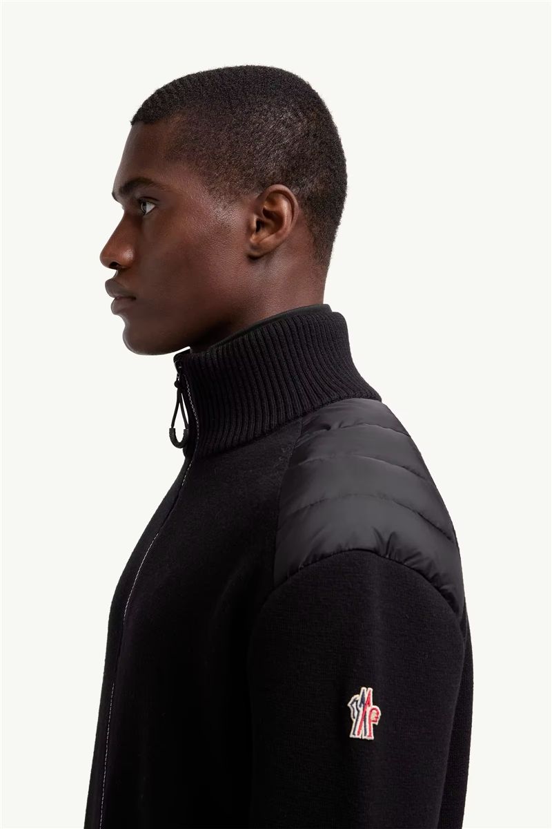 Wool blend padded zip-up cardigan-MONCLER-Verso