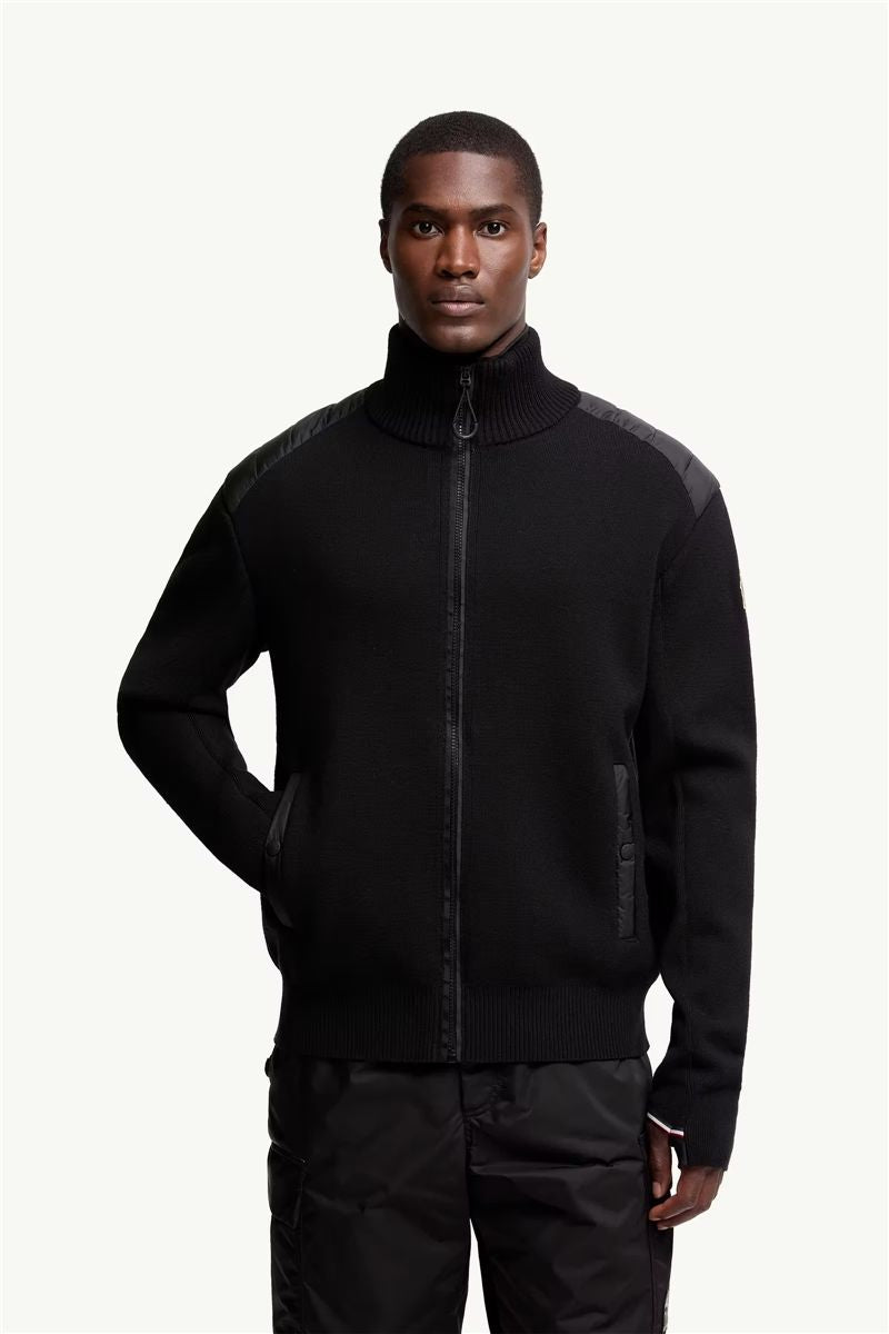 Wool blend padded zip-up cardigan-MONCLER-Verso