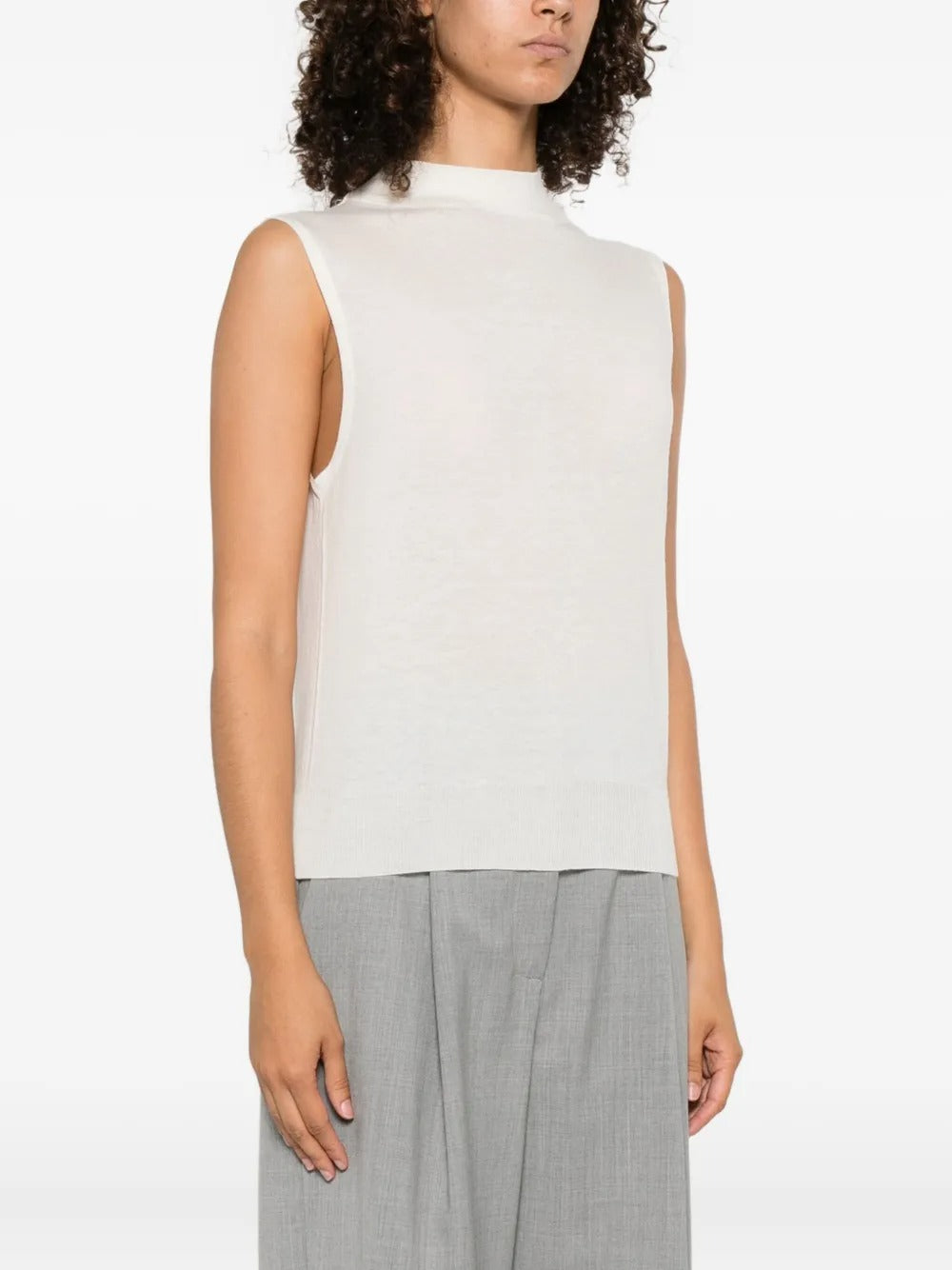 Wool-blend Sleeveless Mock-neck Sweater-VINCE-Verso