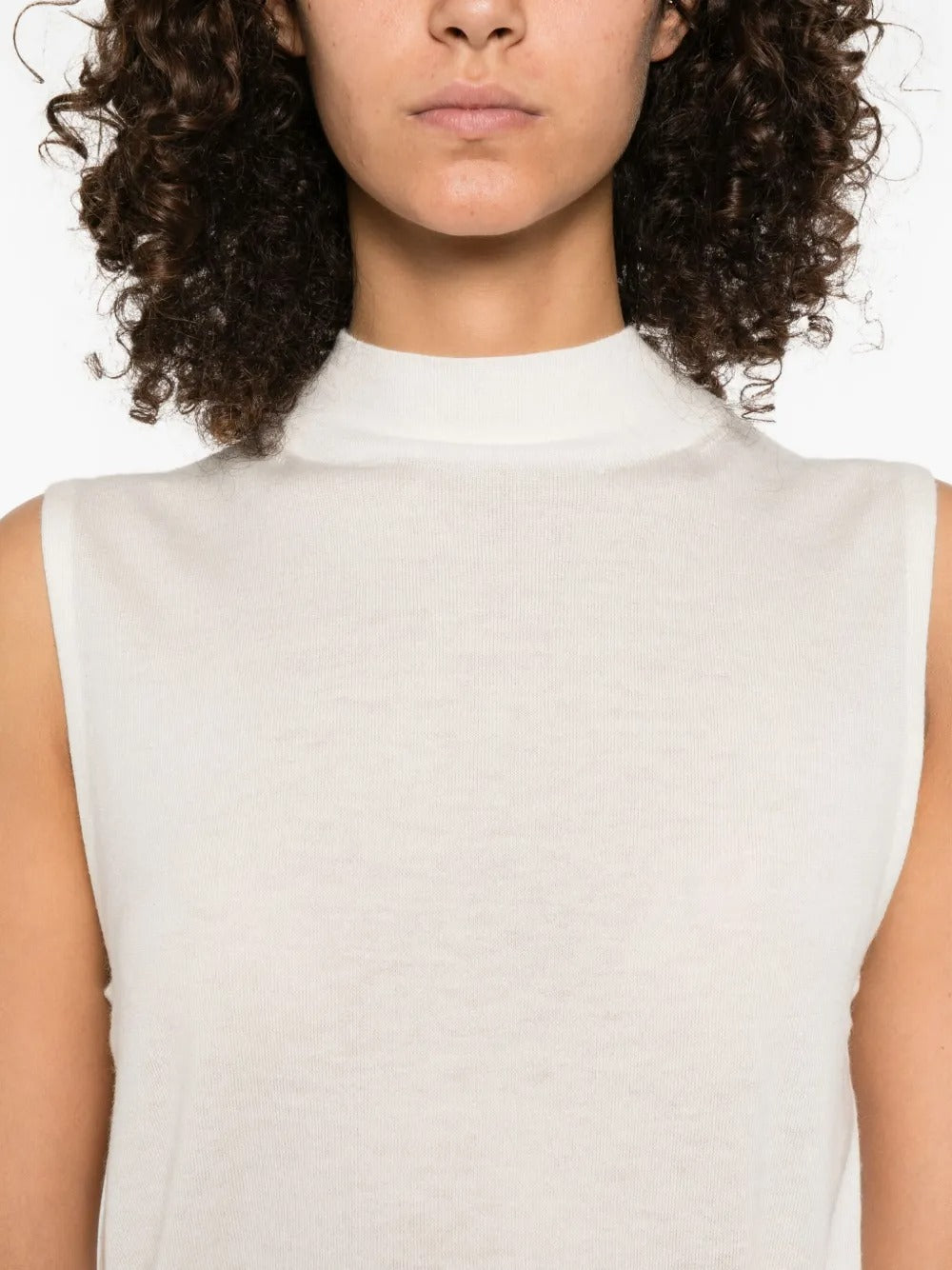 Wool-blend Sleeveless Mock-neck Sweater-VINCE-Verso