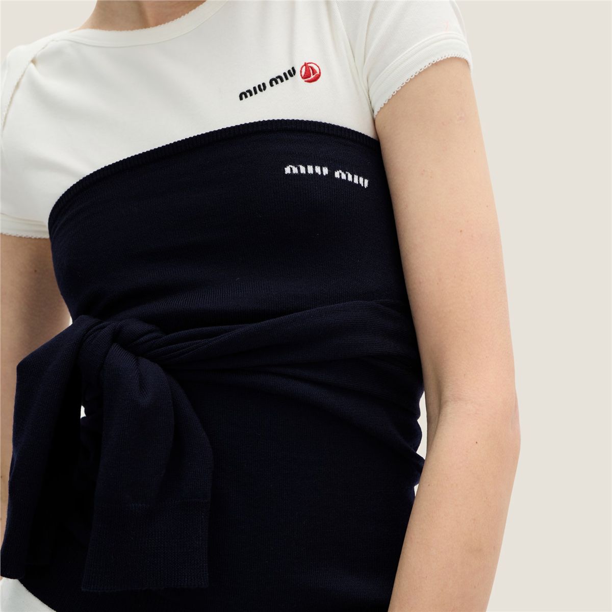 Wool boat-neck sweater-MIU MIU-Verso