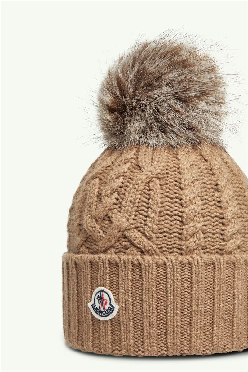 Wool & cashmere blend beanie with pom pom-MONCLER-Verso