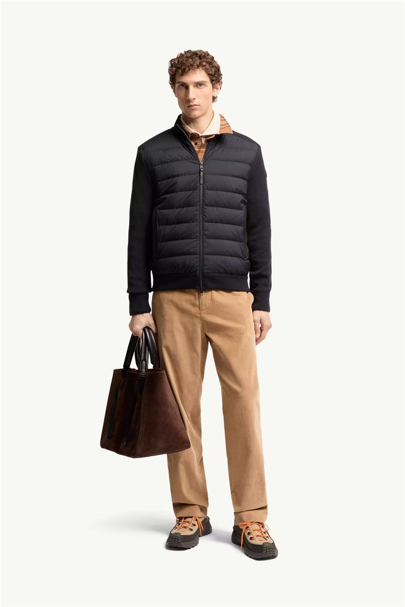 Wool & cashmere blend padded zip-up cardigan-MONCLER-Verso