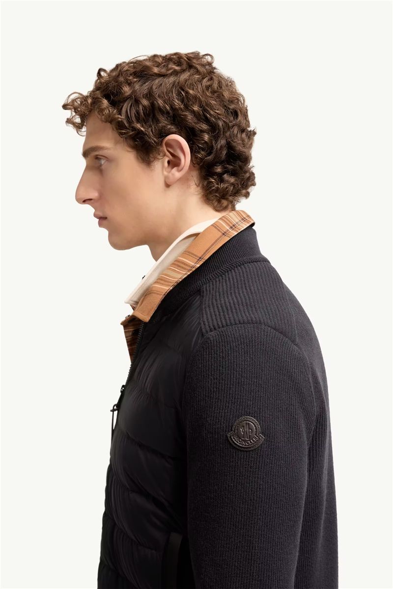 Wool & cashmere blend padded zip-up cardigan-MONCLER-Verso