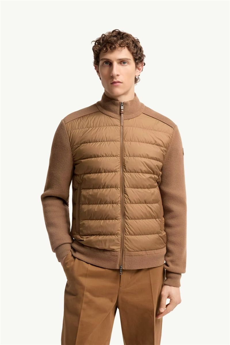 Wool & cashmere blend padded zip-up cardigan-MONCLER-Verso