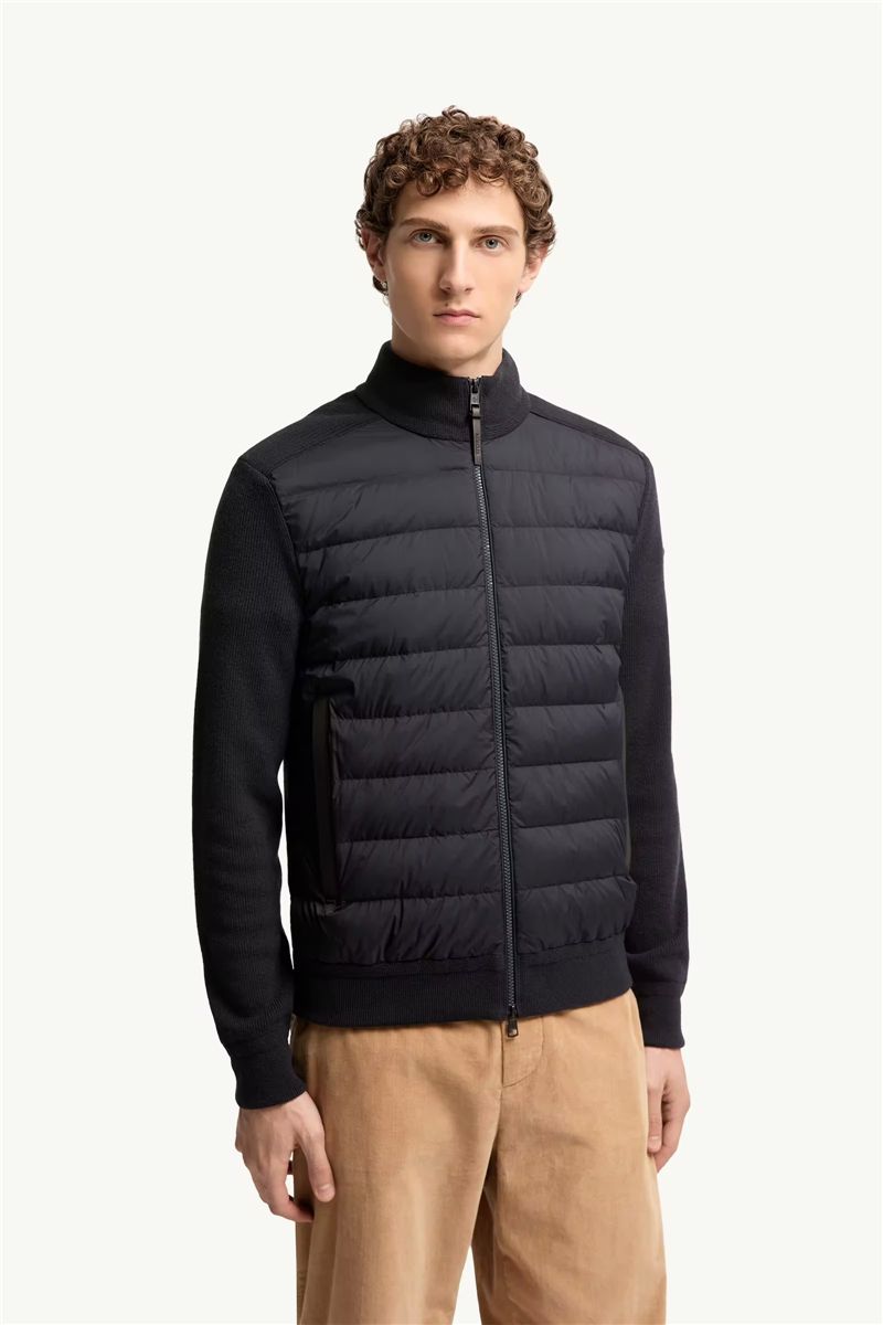 Wool & cashmere blend padded zip-up cardigan-MONCLER-Verso