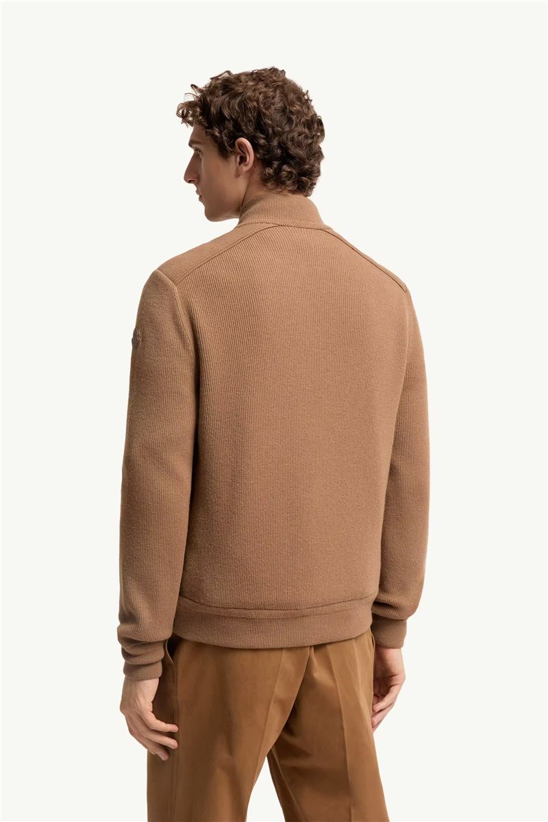Wool & cashmere blend padded zip-up cardigan-MONCLER-Verso