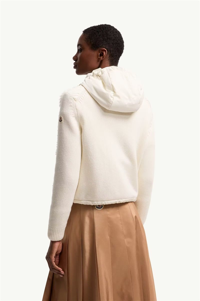 Wool & cashmere blend padded zip-up cardigan-MONCLER-Verso