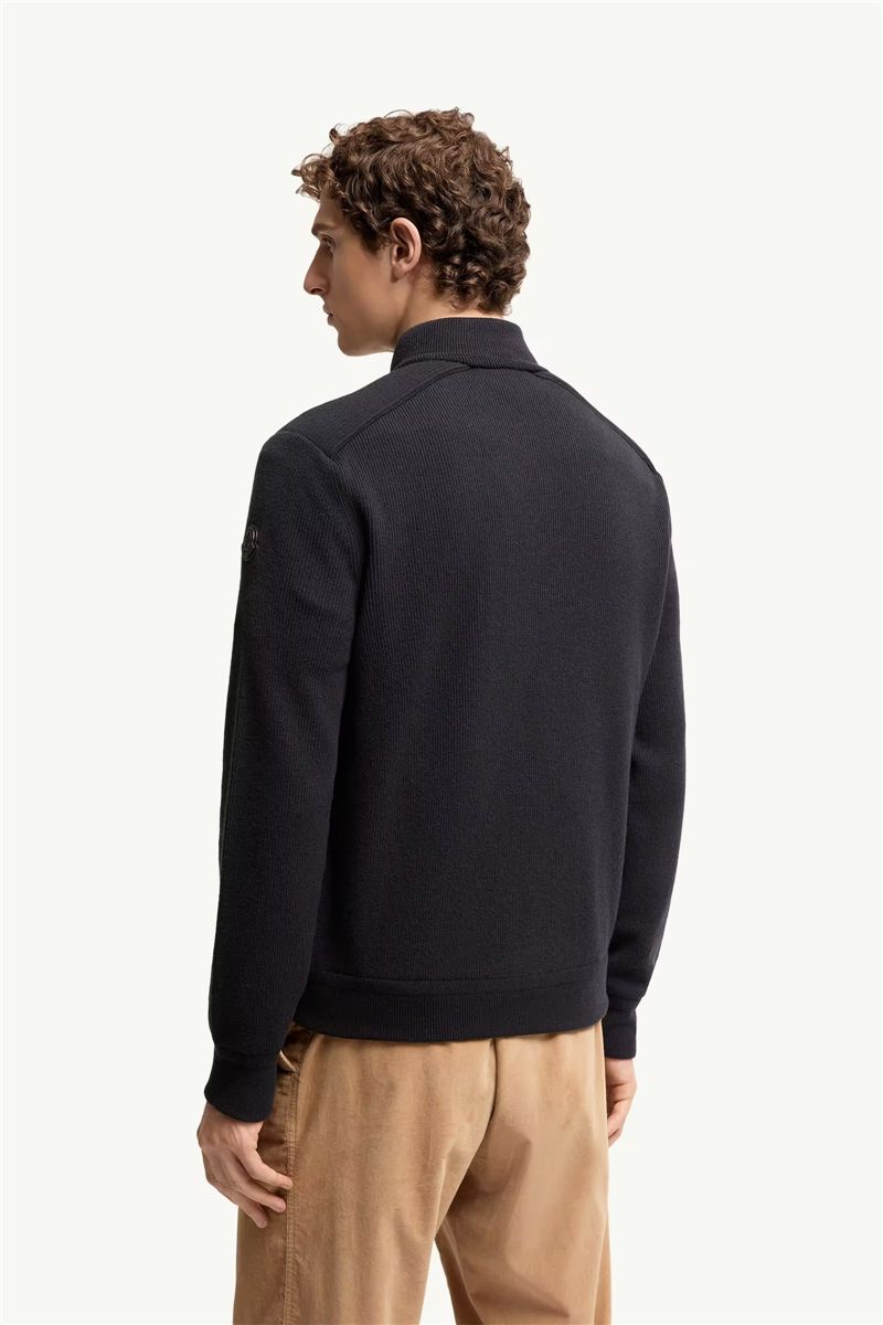 Wool & cashmere blend padded zip-up cardigan-MONCLER-Verso