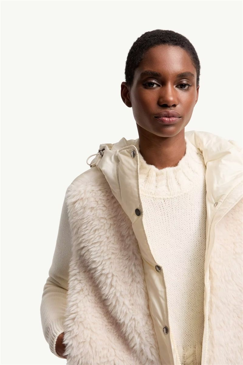 Wool & cashmere blend padded zip-up cardigan-MONCLER-Verso