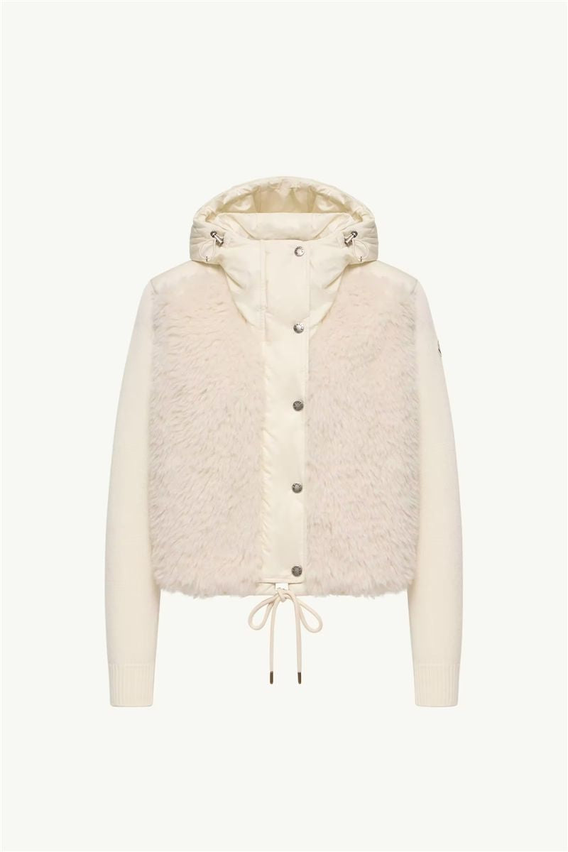 Wool & cashmere blend padded zip-up cardigan-MONCLER-Verso