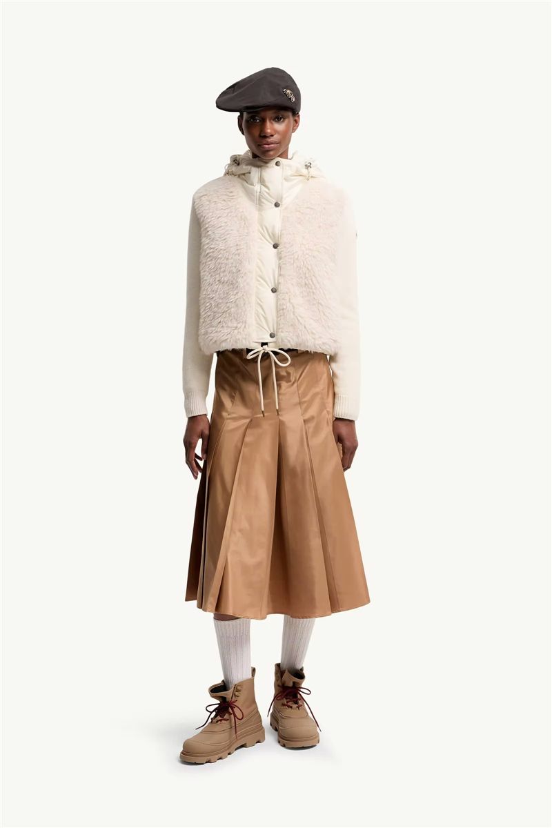 Wool & cashmere blend padded zip-up cardigan-MONCLER-Verso