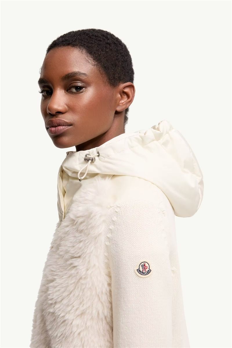 Wool & cashmere blend padded zip-up cardigan-MONCLER-Verso