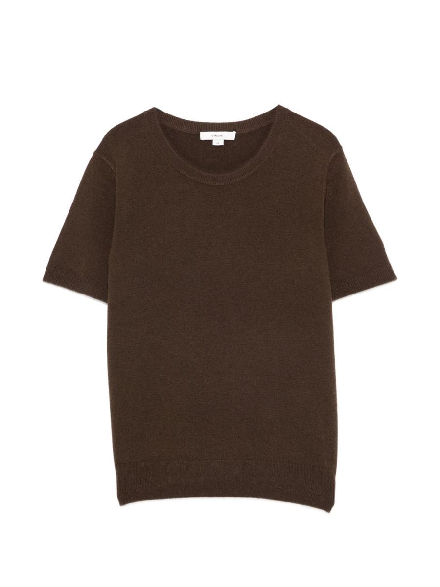 Wool & cashmere-blend short-sleeve sweater-VINCE-Verso