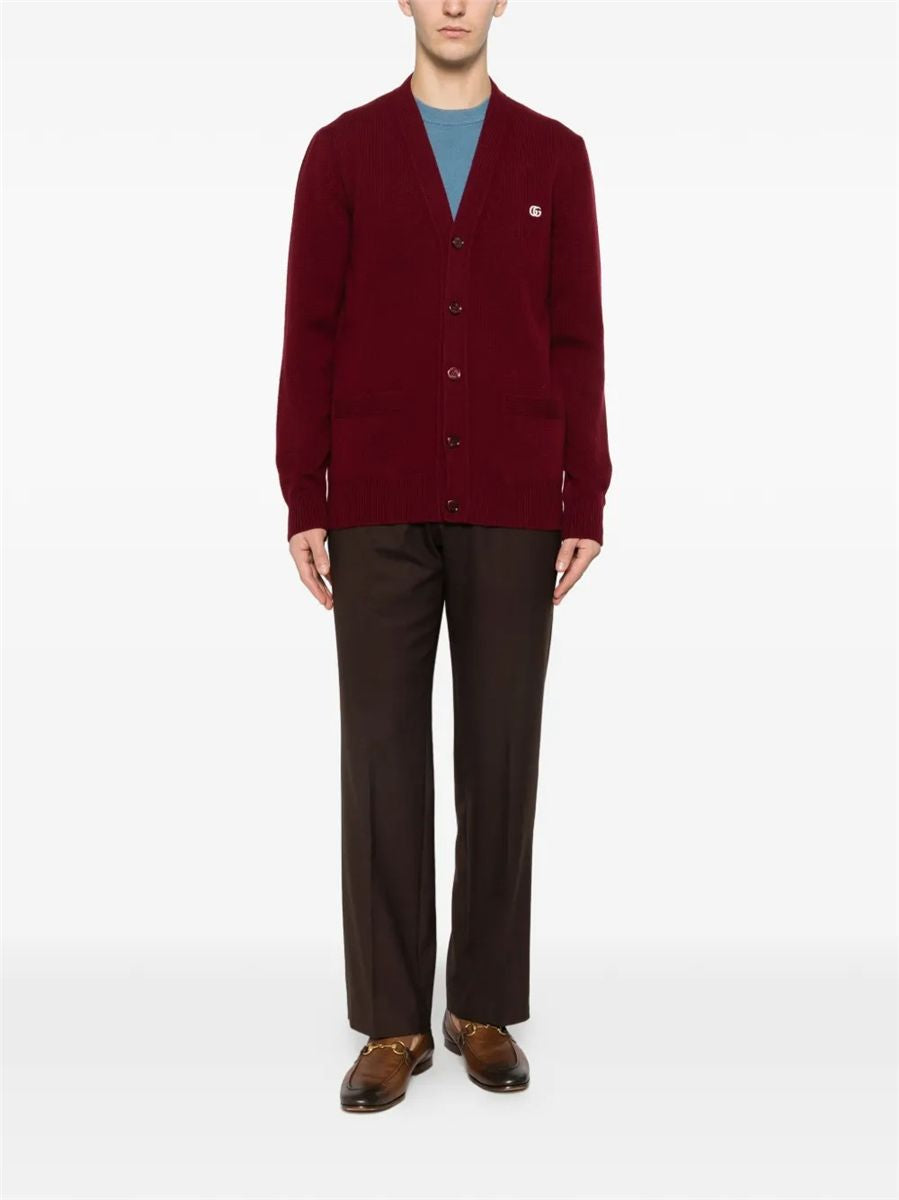 Wool cashmere cardigan with embroidery-GUCCI-Verso