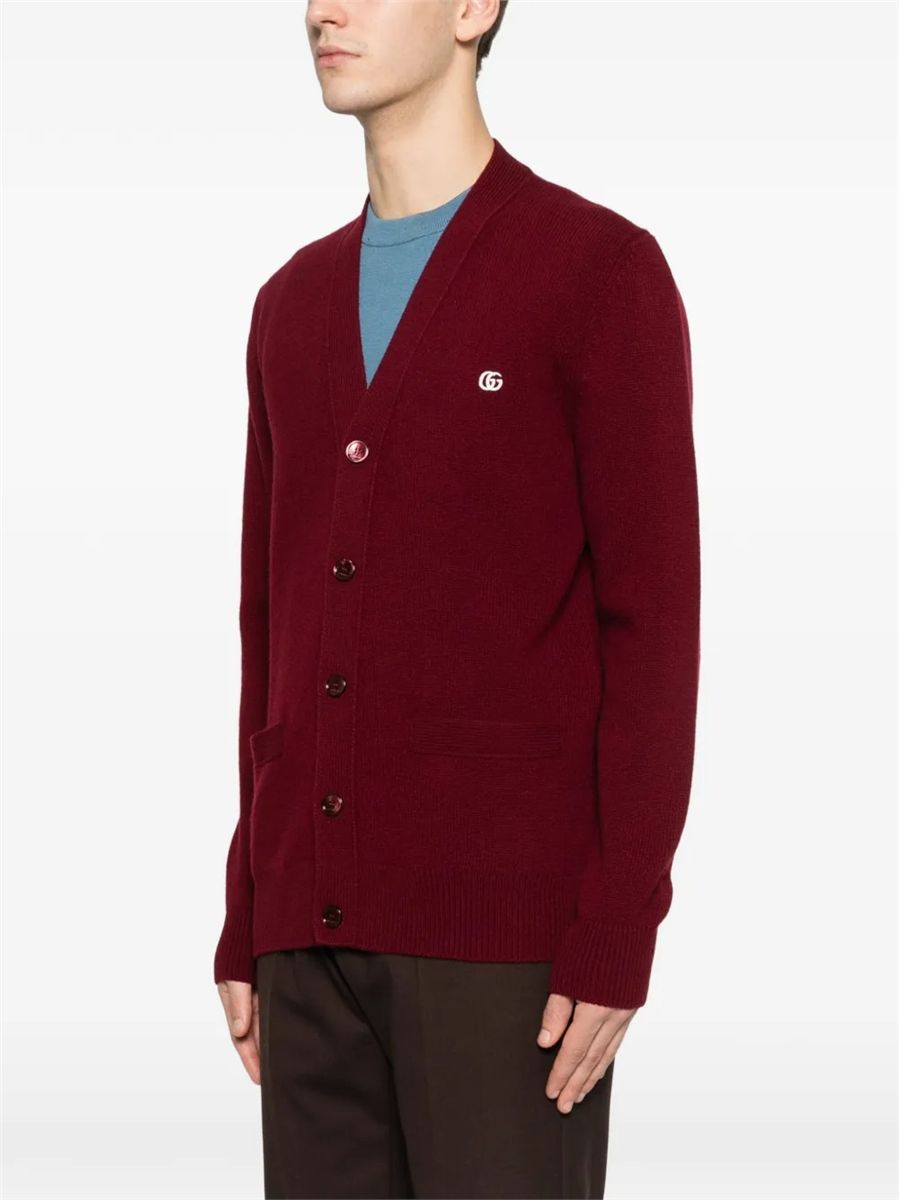 Wool cashmere cardigan with embroidery-GUCCI-Verso