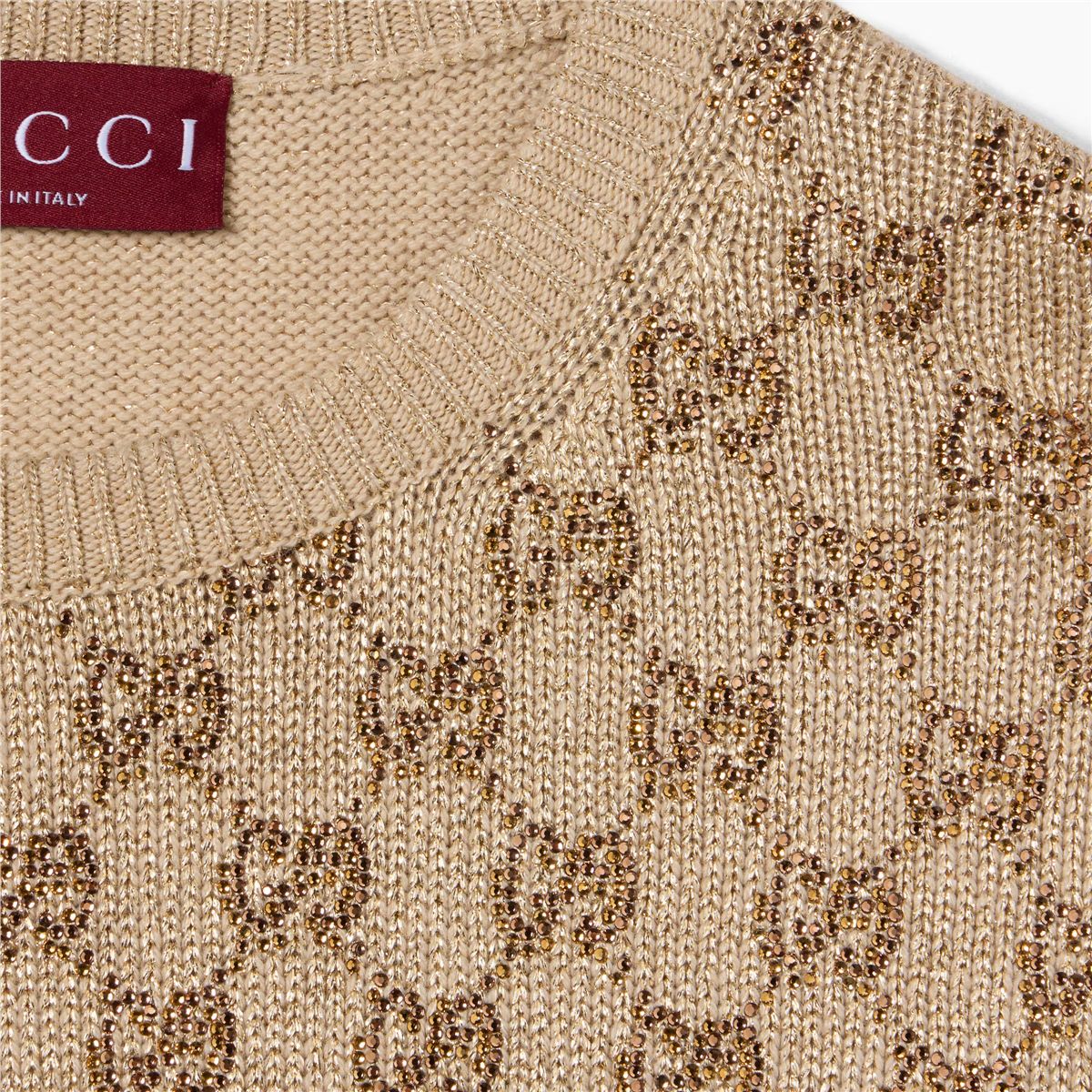 Wool cashmere jumper with crystals-GUCCI-Verso