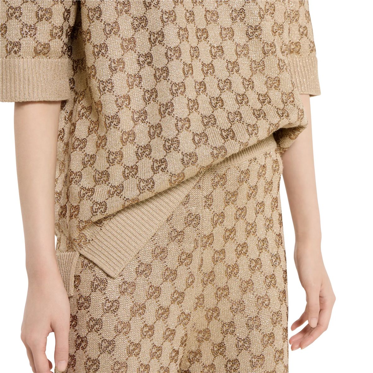 Wool cashmere leisure trousers with crystals-GUCCI-Verso