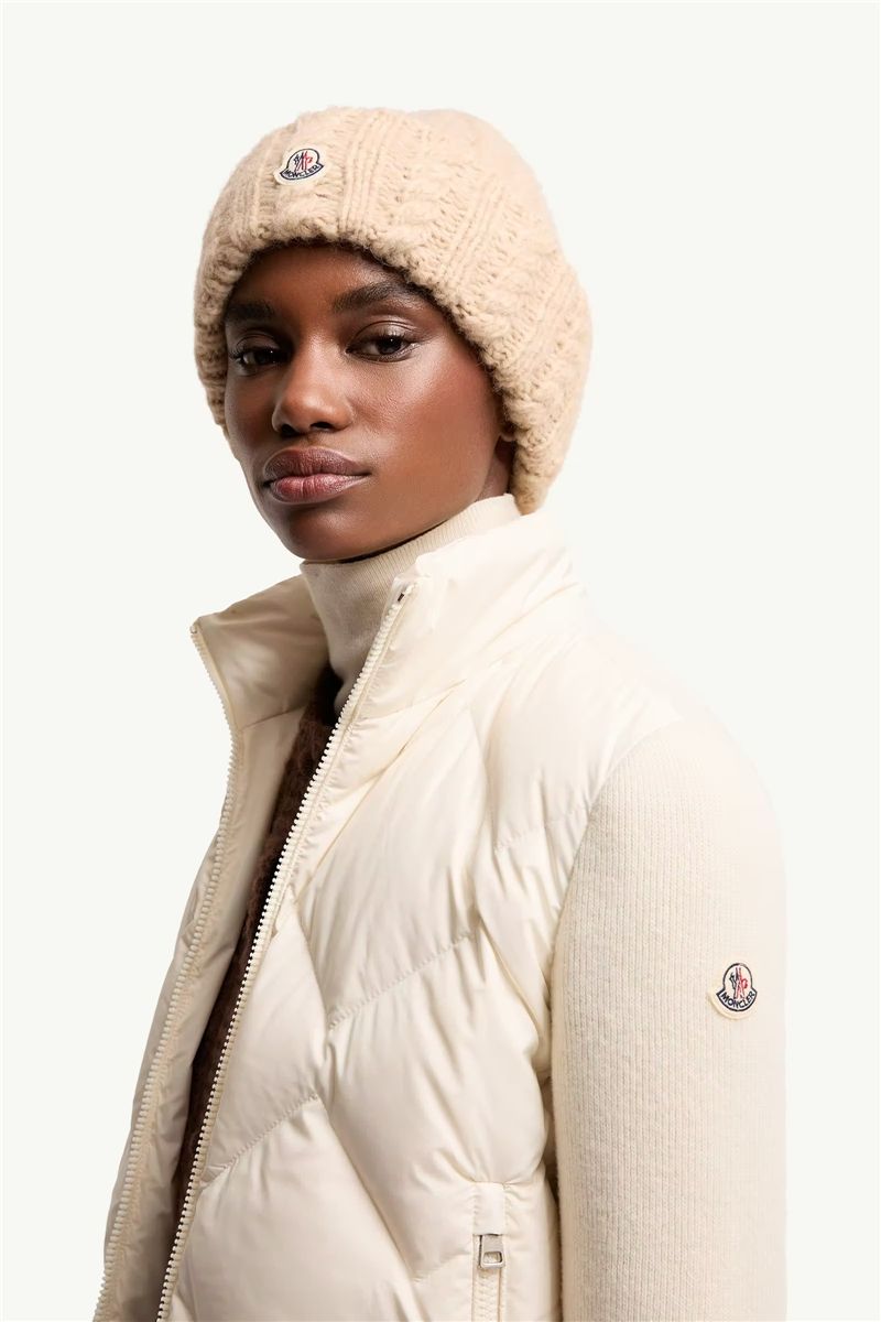 Wool & cashmere padded zip-up cardigan-MONCLER-Verso