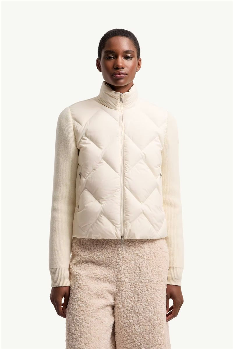 Wool & cashmere padded zip-up cardigan-MONCLER-Verso