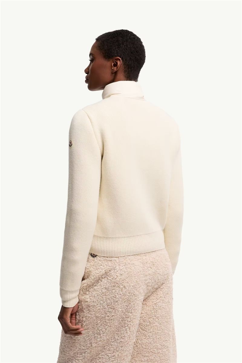 Wool & cashmere padded zip-up cardigan-MONCLER-Verso