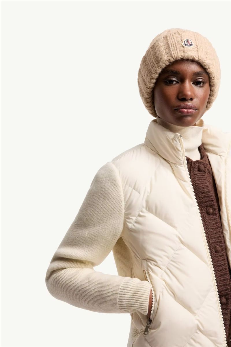 Wool & cashmere padded zip-up cardigan-MONCLER-Verso