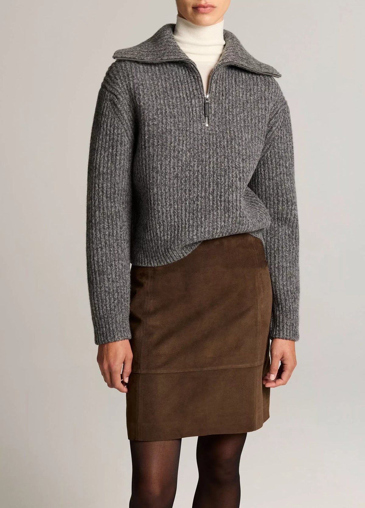Wool-Cashmere Sailor-Collar Quarter-Zip Sweater-VINCE-Verso