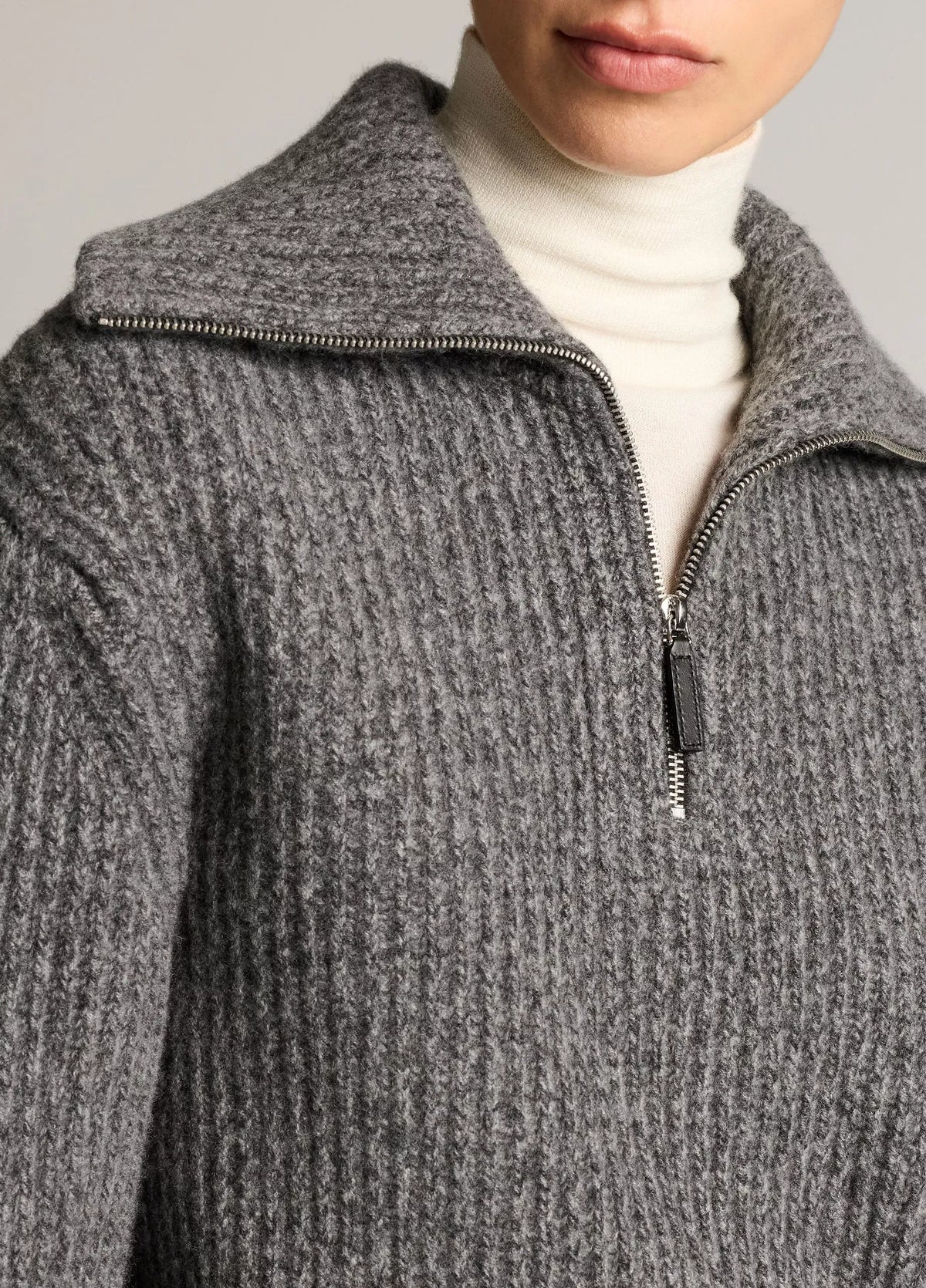 Wool-Cashmere Sailor-Collar Quarter-Zip Sweater-VINCE-Verso