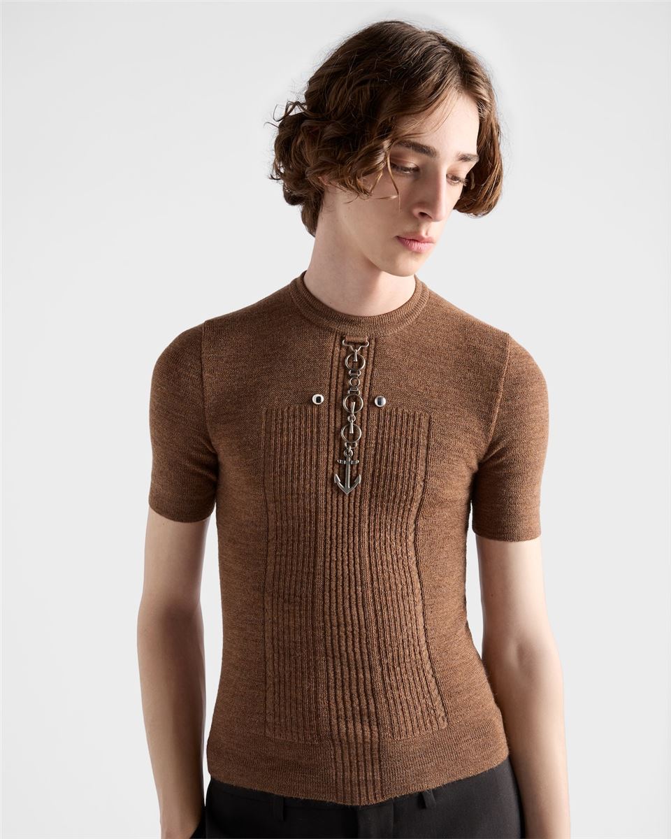wool crew-neck sweater with studs-PRADA-Verso