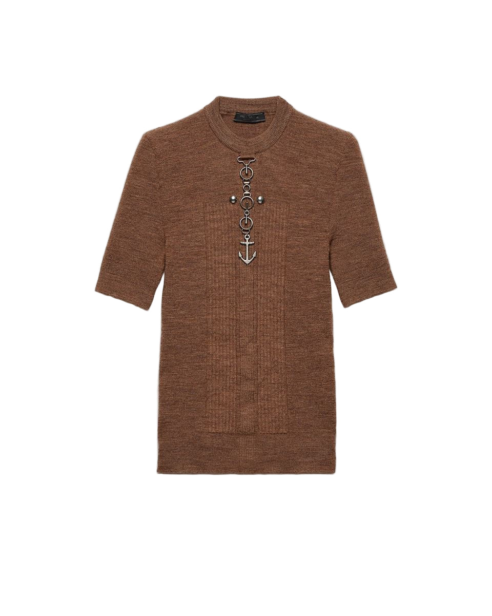 wool crew-neck sweater with studs-PRADA-Verso