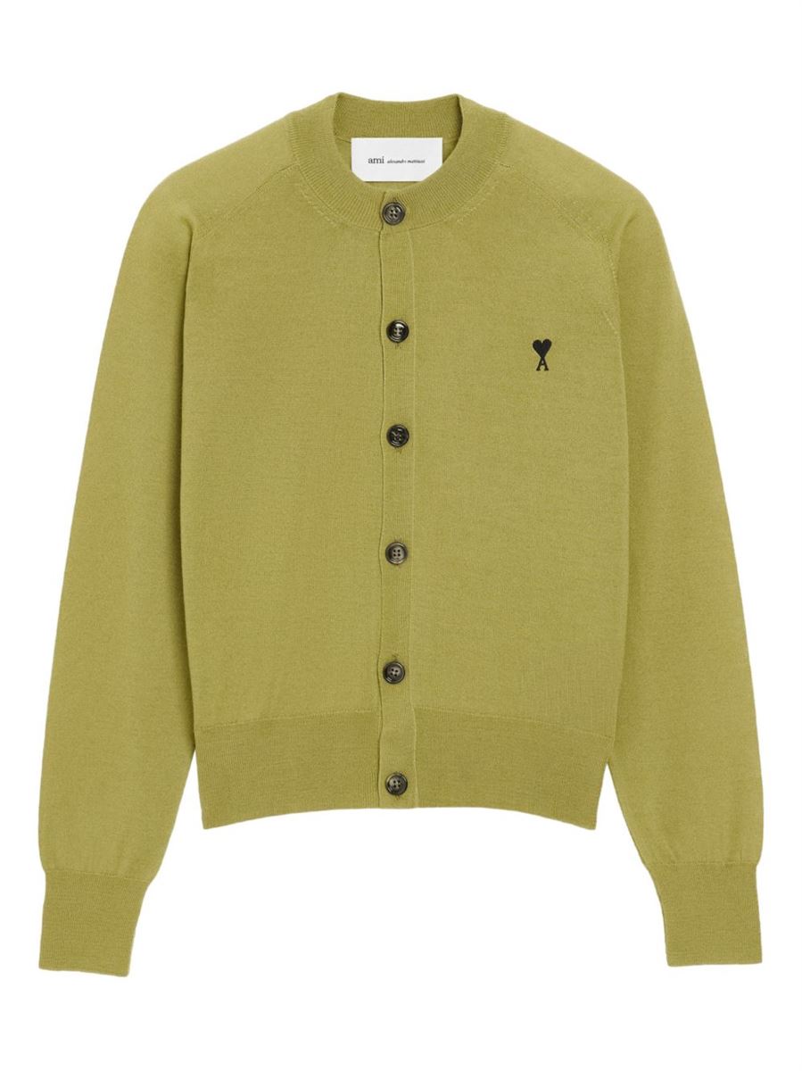 De coeur chest-embroidery cardigan-AMI-Verso