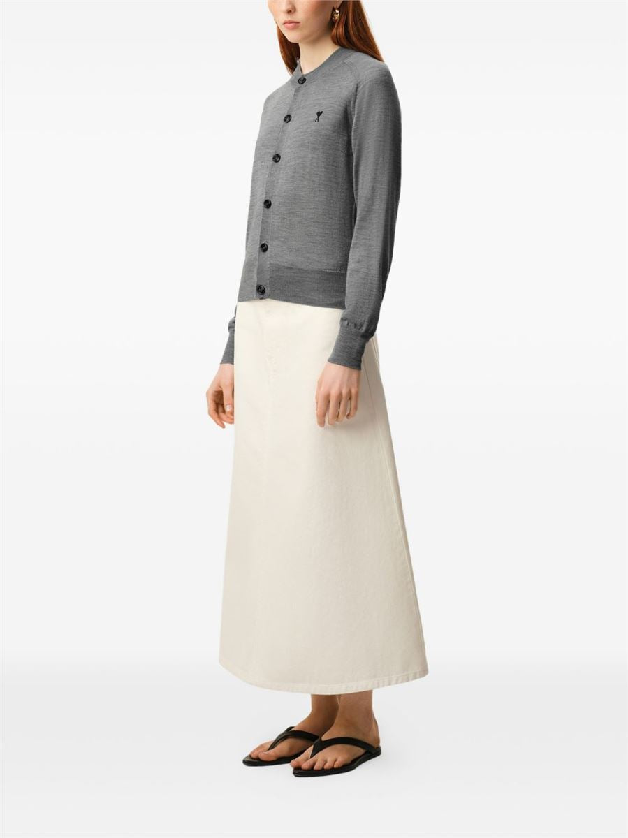 De coeur chest-embroidery cardigan-AMI-Verso