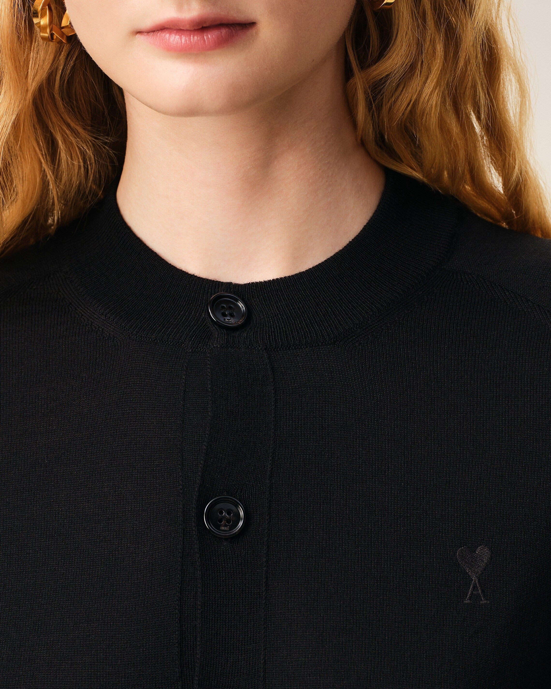 Wool Crewneck Ami De Coeur Cardigan-AMI-Verso