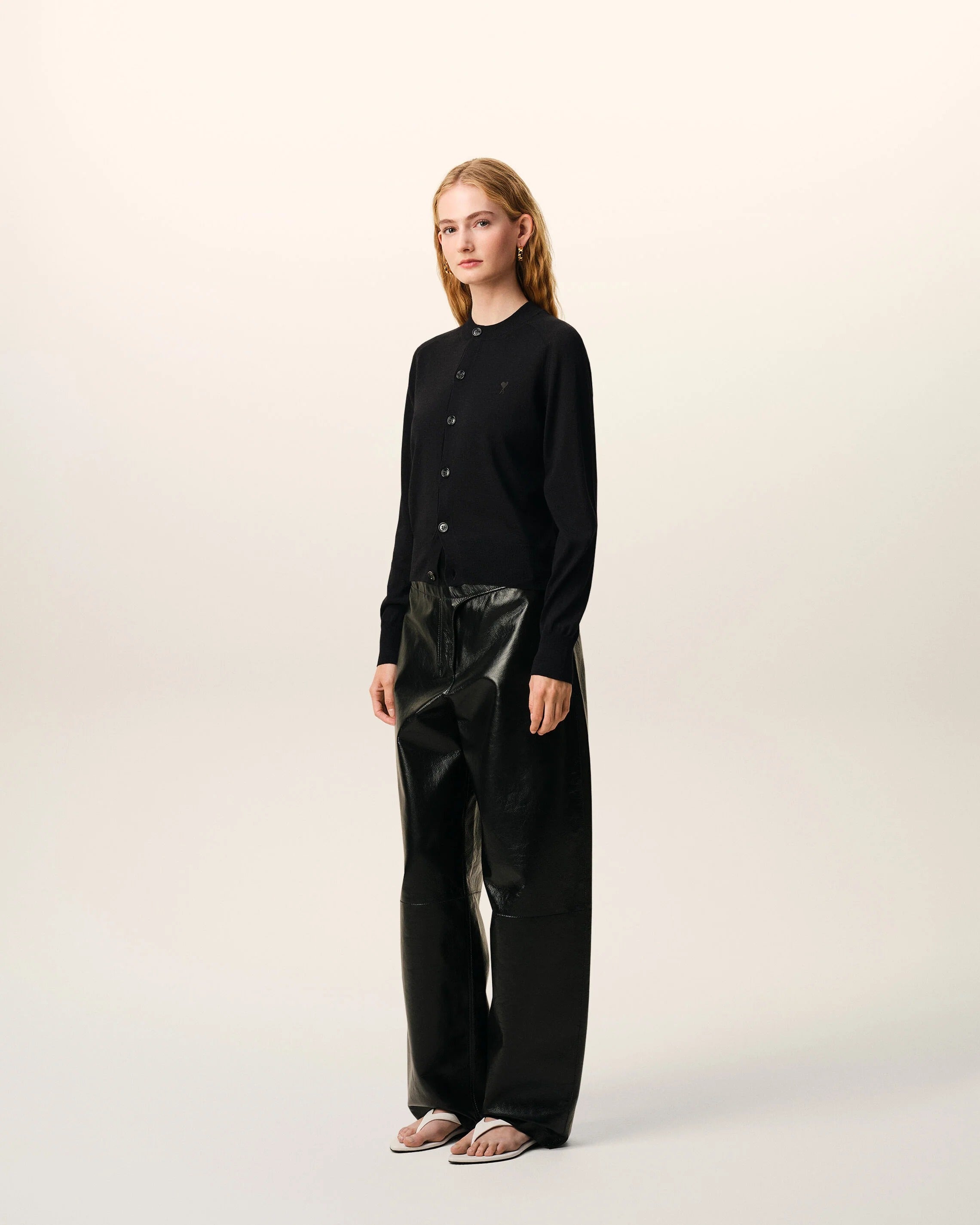 Wool Crewneck Ami De Coeur Cardigan-AMI-Verso