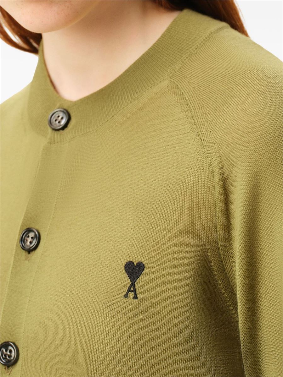 De coeur chest-embroidery cardigan-AMI-Verso