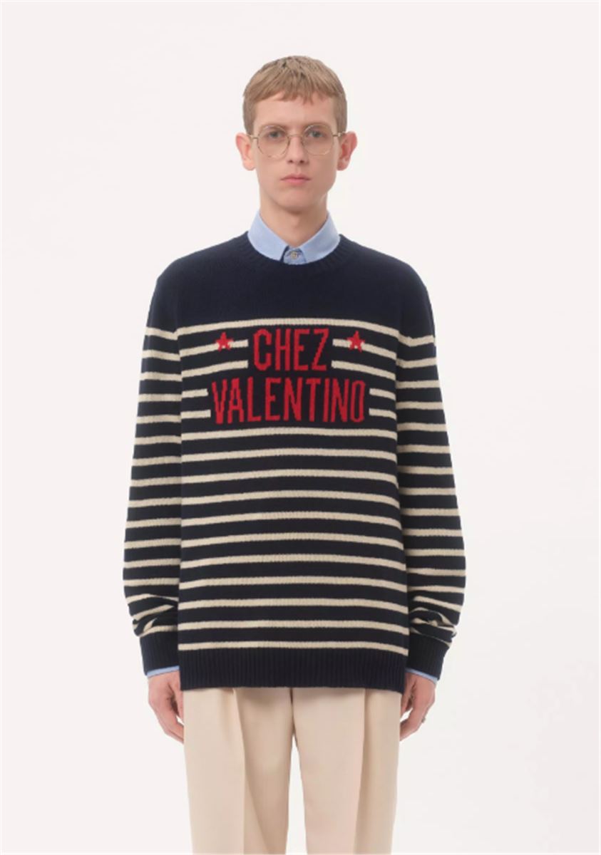 wool crewneck jumper-VALENTINO-Verso