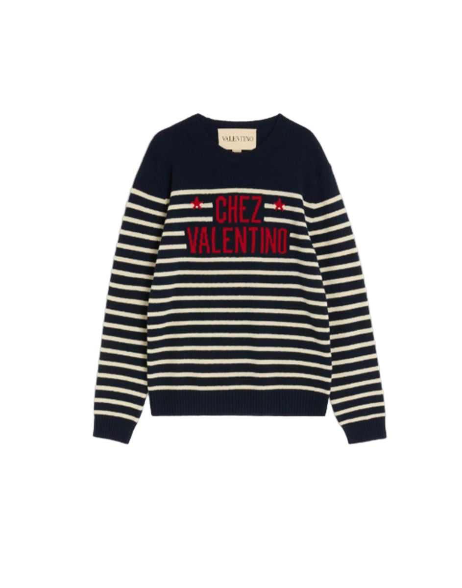 wool crewneck jumper-VALENTINO-Verso