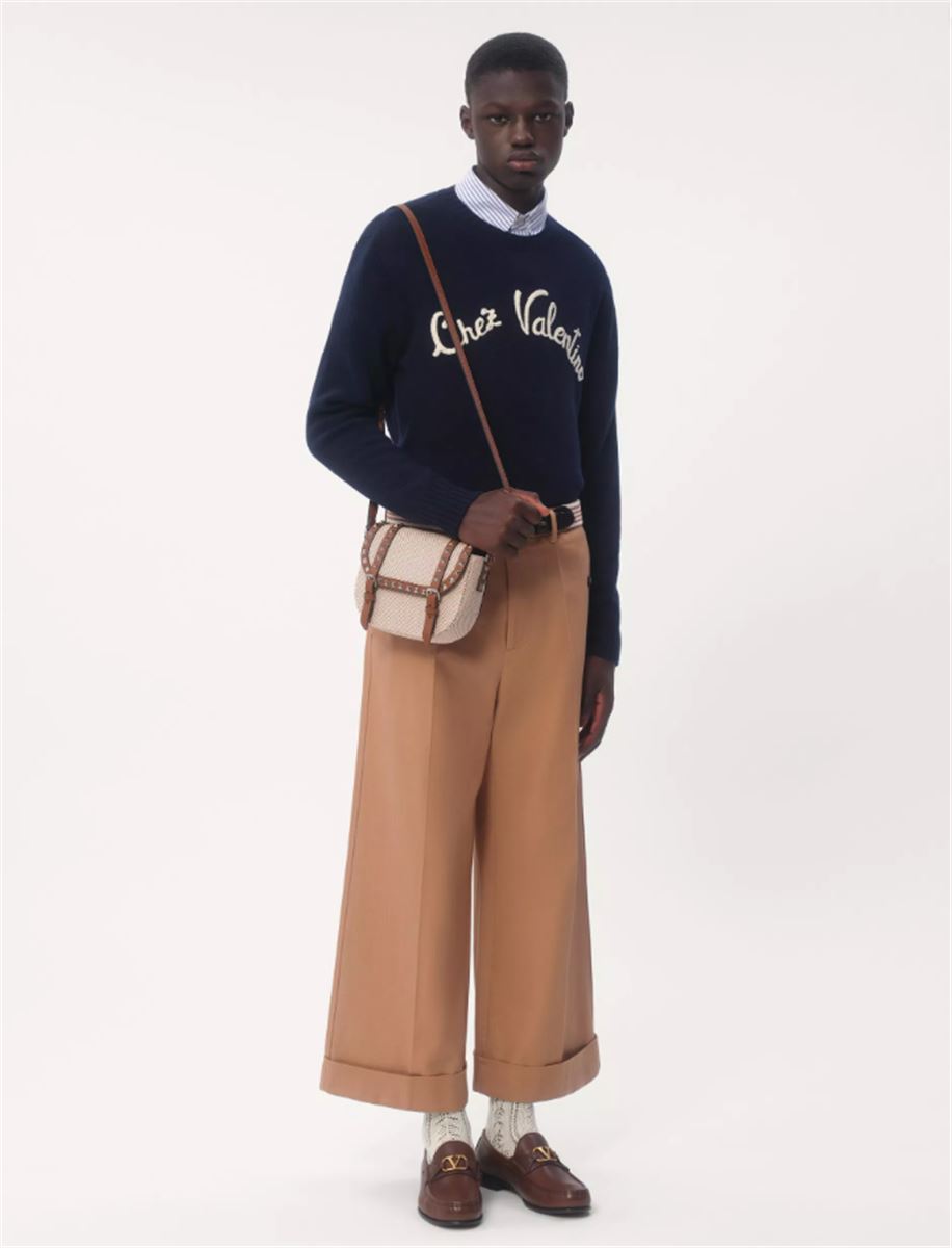 WOOL CREWNECK JUMPER WITH CHEZ VALENTINO EMBROIDERY -  VALENTINO -  Verso