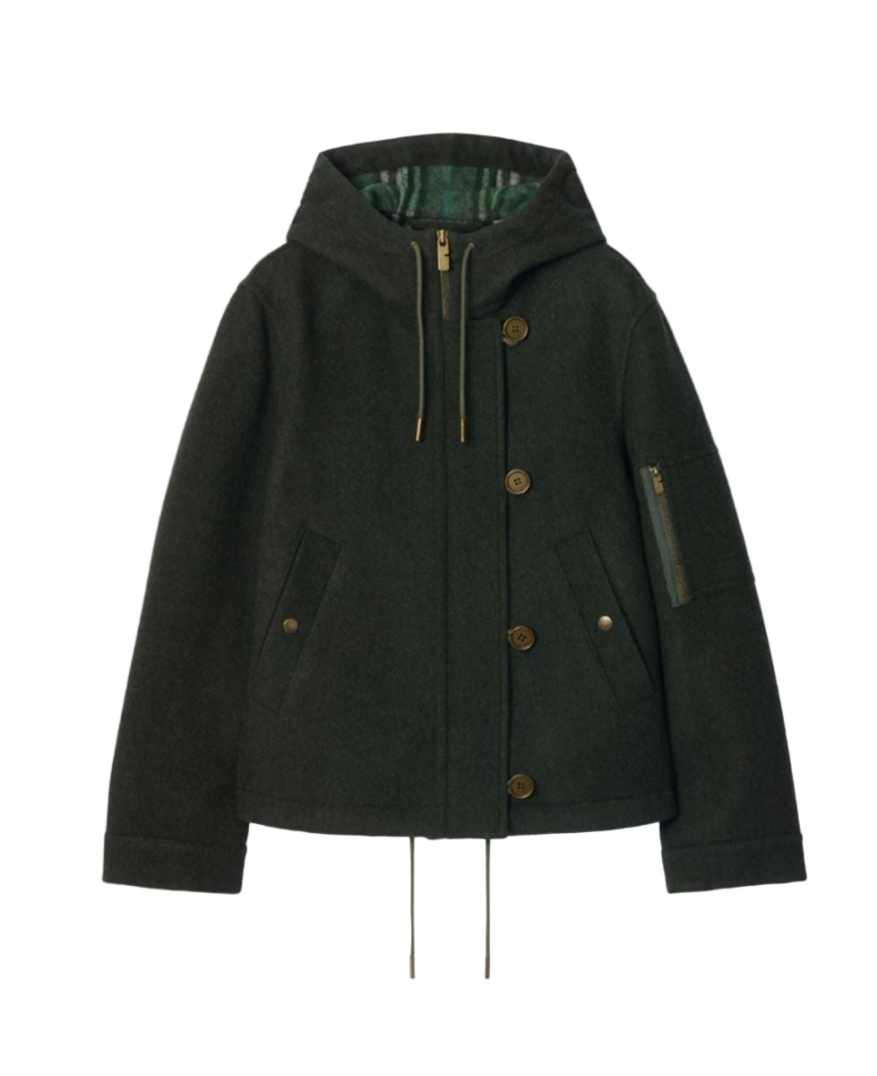 wool hooded jacket-BURBERRY-Verso