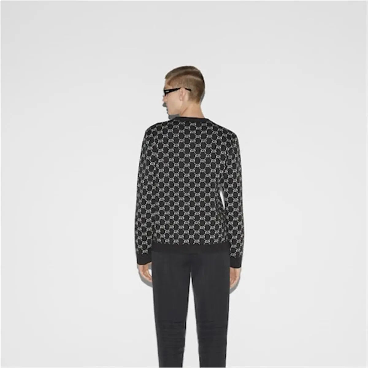 WOOL JACQUARD SWEATER WITH GG SHADOW GUCCI