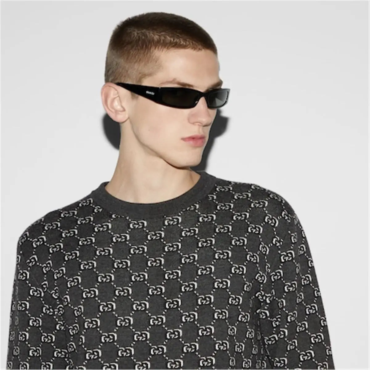 WOOL JACQUARD SWEATER WITH GG SHADOW GUCCI