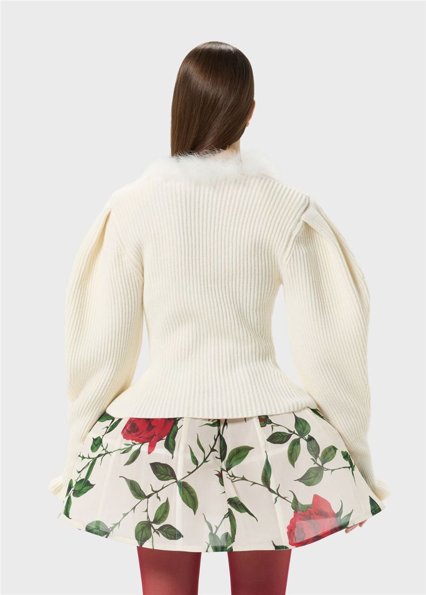 Wool Jumper with Fur-Trimmed Neckline-BLUMARINE-Verso