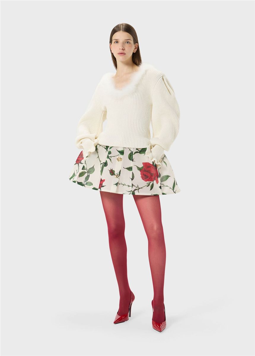Wool Jumper with Fur-Trimmed Neckline-BLUMARINE-Verso