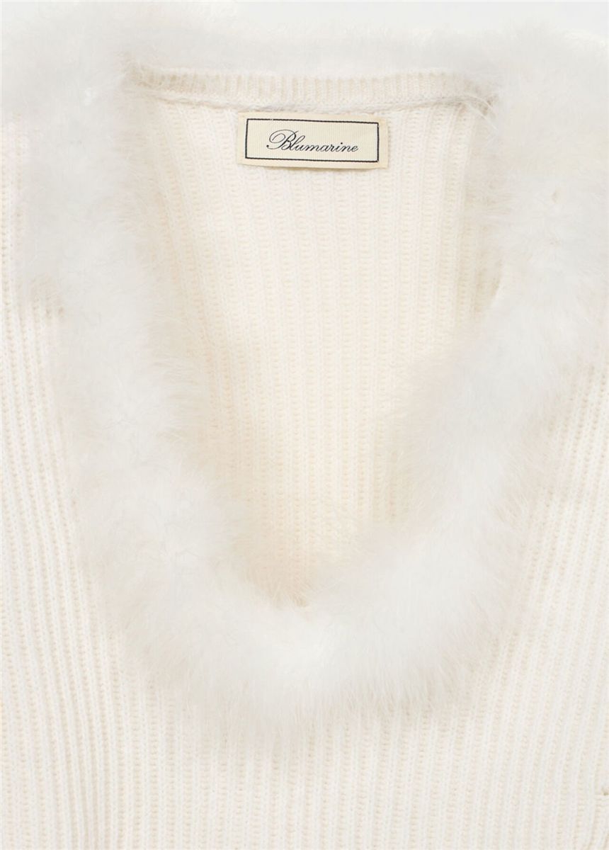 Wool Jumper with Fur-Trimmed Neckline-BLUMARINE-Verso