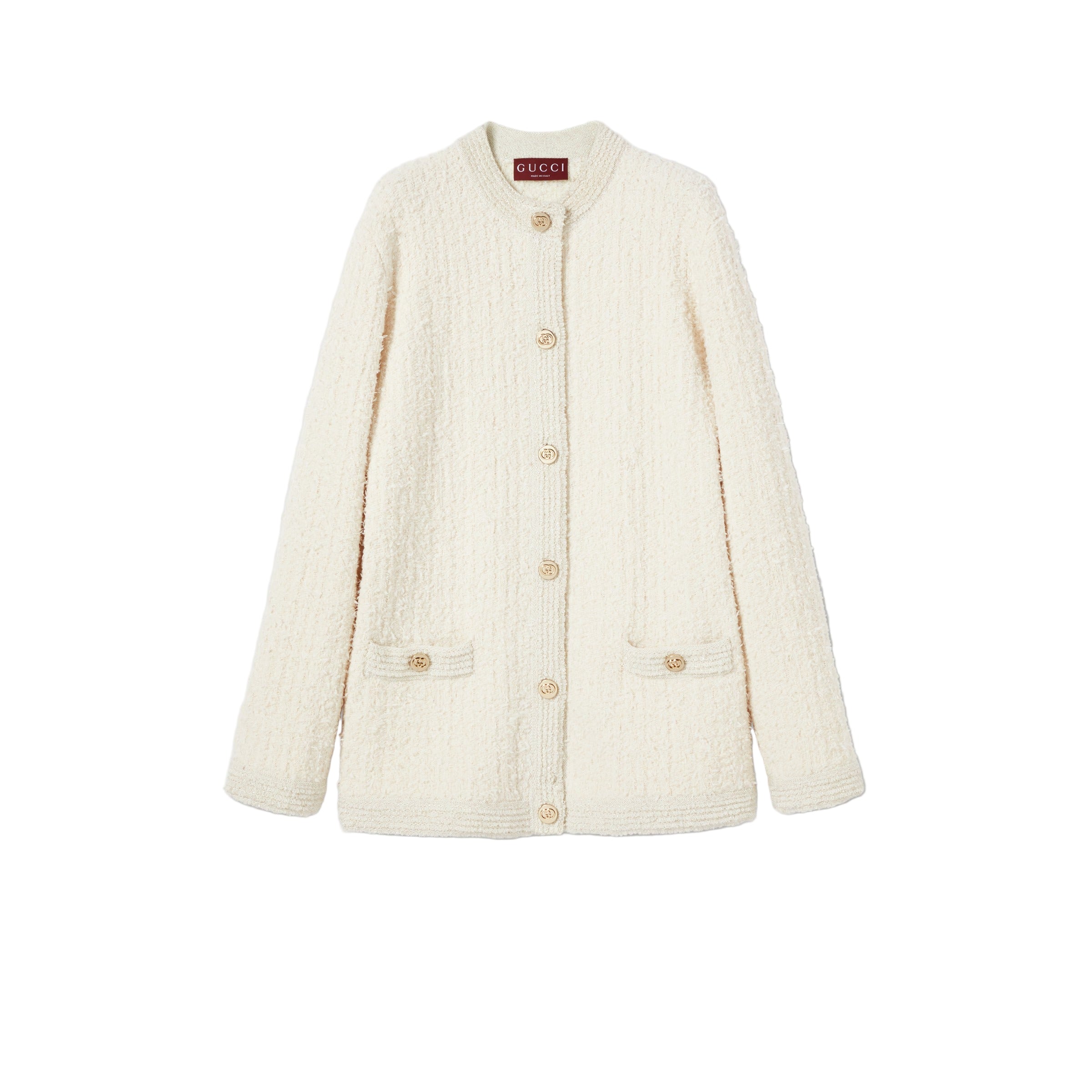 Wool lamé bouclé cardigan-GUCCI-Verso