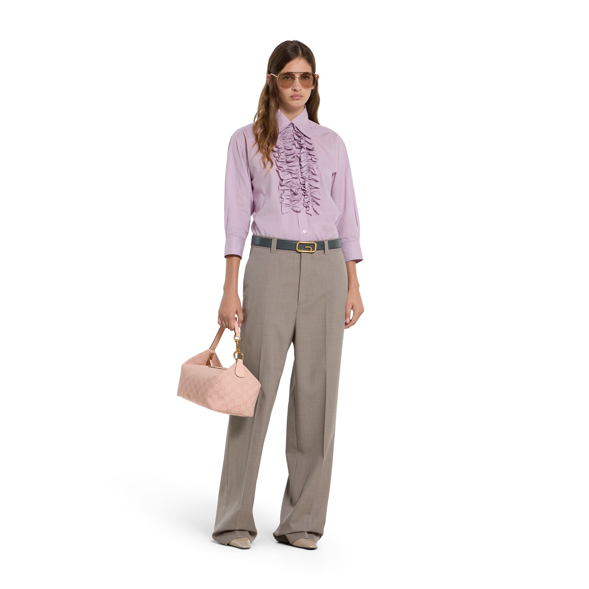 Wool mouliné trousers-GUCCI-Verso