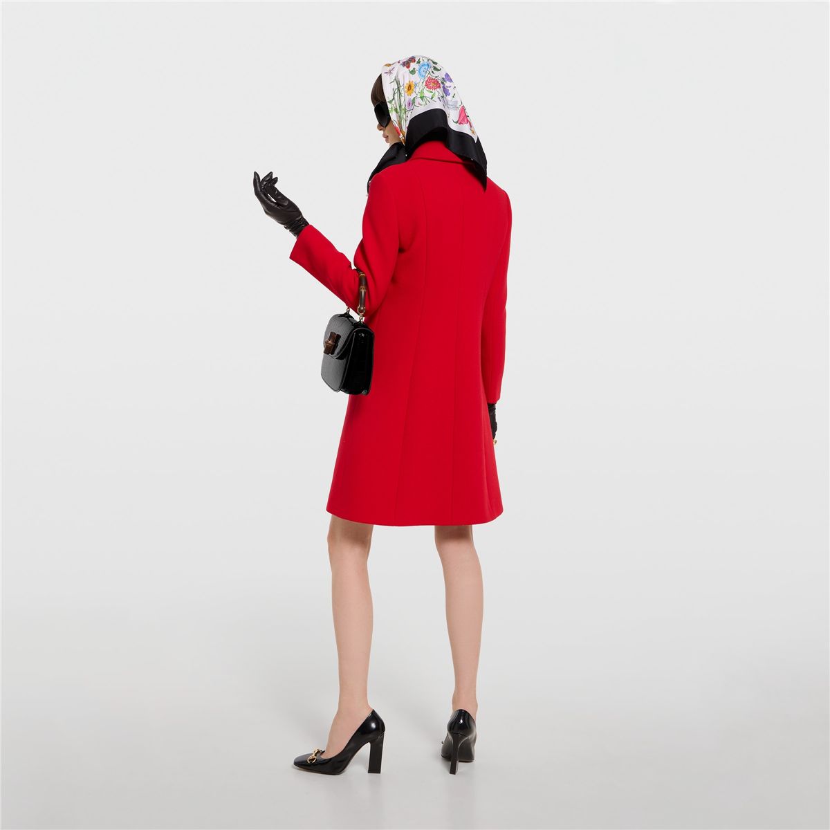 Wool natté coat with double g button-GUCCI-Verso