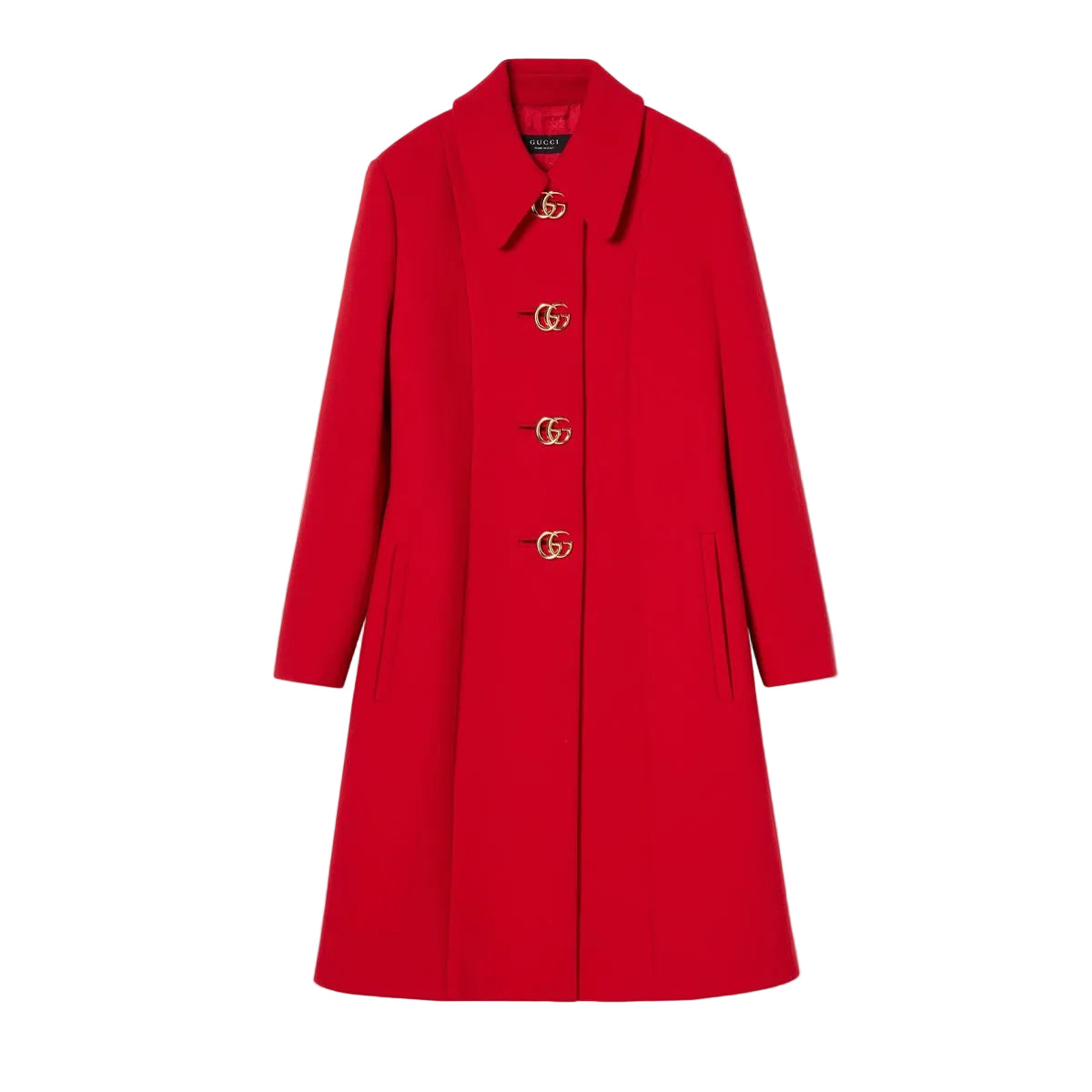 Wool natté coat with double g button-GUCCI-Verso